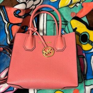 Michael Kors Pink Satchel with Gold-Tone Hardware